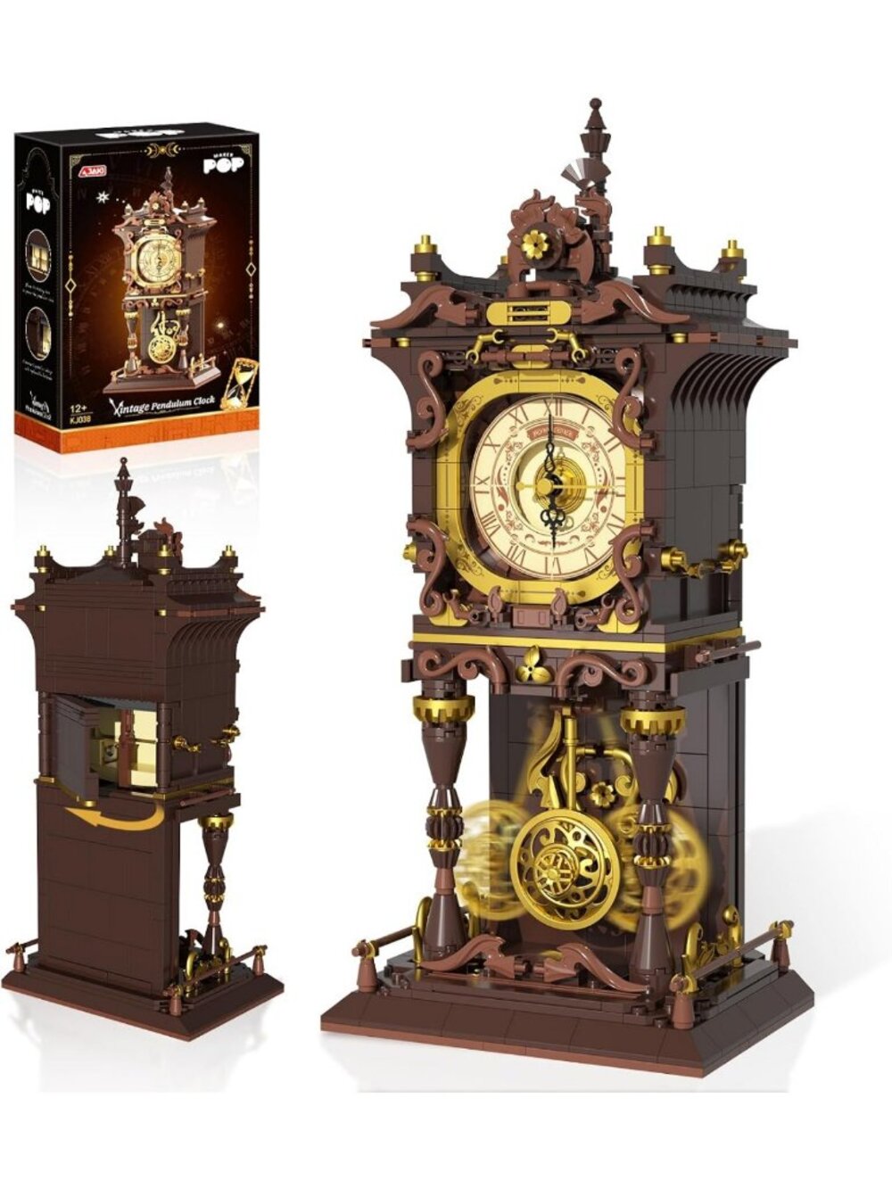Vintage Swing Clock Building Blocks Set, Working Pendulum, Fun DIY Toy for Kids